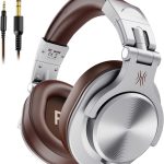 OneOdio Fone de Ouvido DJ A71 Fusion Silver/BrownFalante 40 mm Neodimio Conexão P2 ou P10 Com Microfone, Cabo Destacável, Grande