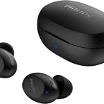 PHILIPS Fone de ouvido sem fio TWS bluetooth com microfone e energia para 18 horas totais na cor preto, padrão, TAT1235BK/97