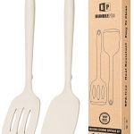 Pacote com 2 espátulas de silicone, conjunto de espátulas de cozinha antiaderentes, resistentes ao calor, sem BPA, design de uma peça, adequado para virar peixe, ovos, bifes, panquecas (KHAKI)