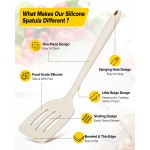 Pacote com 2 espátulas de silicone, conjunto de espátulas de cozinha antiaderentes, resistentes ao calor, sem BPA, design de uma peça, adequado para virar peixe, ovos, bifes, panquecas (KHAKI) - Imagem 2