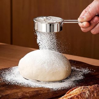 Peneira de farinha para assar, coador de aço inoxidável versátil durável peneira de malha fina portátil para triagem rápida de farinha de damasco açúcar em pó