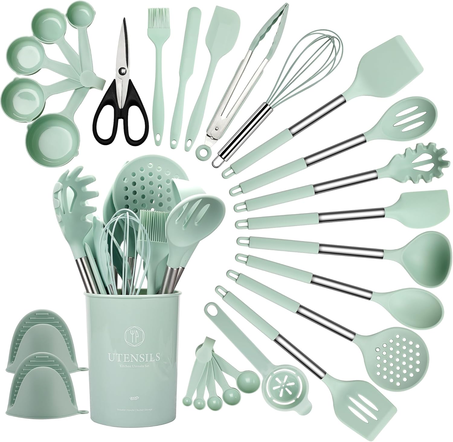 QMVESS-Conjunto-de-utensilios-de-cozinha-de-silicone-conjunto-de.jpg QMVESS Conjunto de utensílios de cozinha de silicone, conjunto de 28 utensílios de cozinha antiaderentes com suporte, espátula resistente ao calor de 230 °C, conjunto de pinças, colheres com cabo de