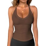 Regata Esportiva Feminina, Sem Mangas, Decote em V, Fina, Canelada, Casual, Moderna, Alças Finas, para o Verão - Imagem 2
