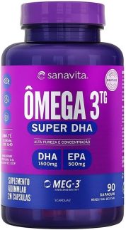 Sanavita Ômega 3 DHA - Alta Pureza e Concentração - 90 Cápsulas