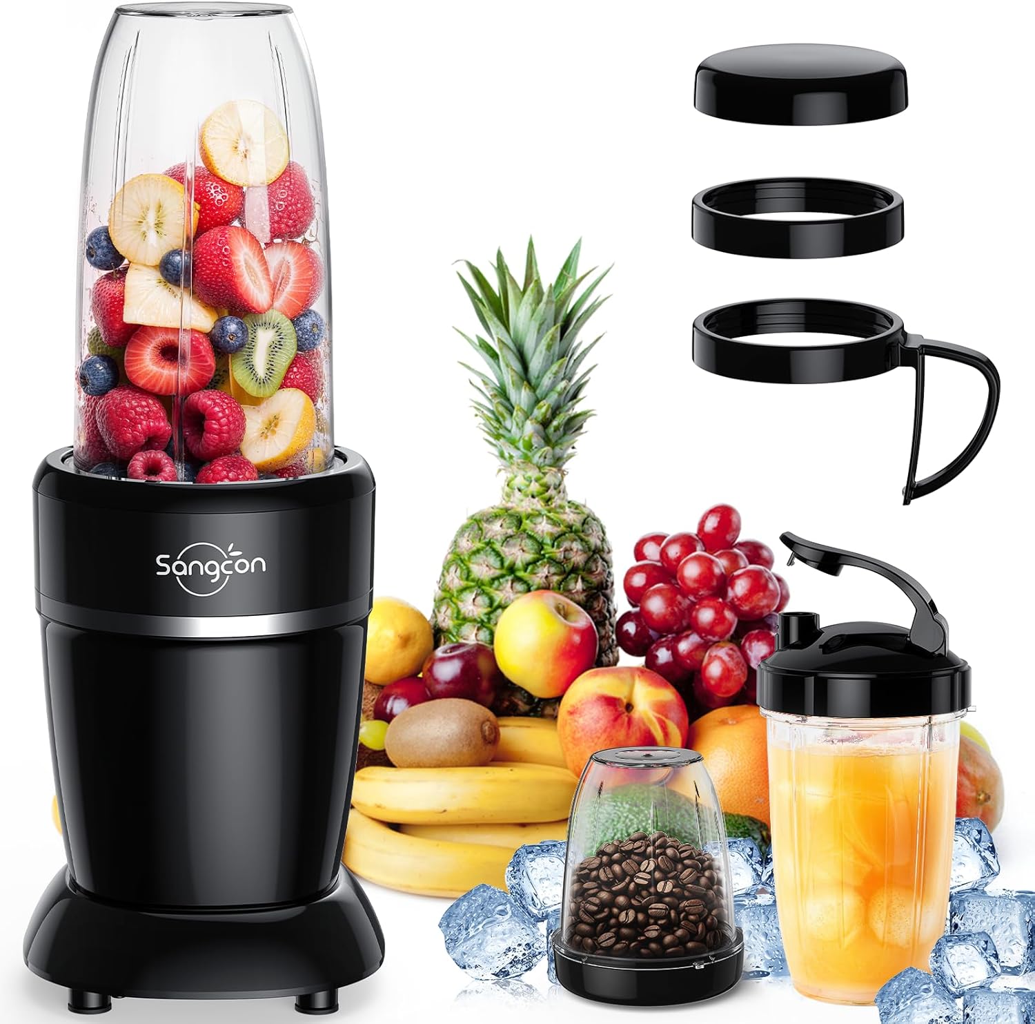 Sangcon-Liquidificador-de-1000-W-para-vitaminas-liquidificadores-para-cozinha.jpg Sangcon Liquidificador de 1000 W para vitaminas, liquidificadores para cozinha com (3) xícaras (2) tampas de bico (1) tampa de armazenamento (1) tampa para viagem, liquidificador portátil para shakes