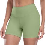 Short feminino de ioga para motociclista – 12,7 cm de cintura alta, controle de barriga, treino, corrida, elastano