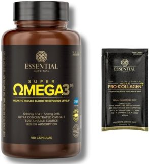 Super Ômega 3 TG 1000mg - Essential Nutrition - 180 Cápsulas gel + amostra