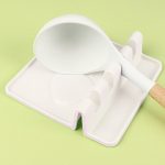 Suporte de utensílios de cozinha de silicone bege - tapete organizador de bancada antiderrapante