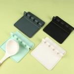 Suporte de utensílios de cozinha de silicone bege - tapete organizador de bancada antiderrapante - Imagem 2