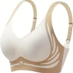 Sutiã push-up feminino sem aro cobertura total sem costura, suporte diário sem fio macio