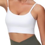 Sutiãs esportivos femininos ajustáveis com alças finas, gola redonda, para treino, ioga, acolchoados, sem fio, sutiãs atléticos