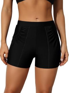 Tanquíni feminino de cintura alta, shorts franzidos, bolsos franzidos, tanquíni