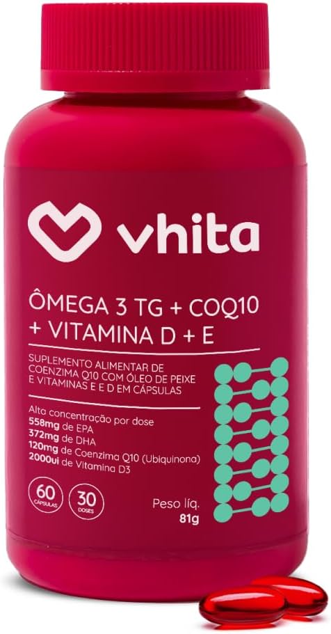 Vhita-Suplemento-com-Omega-3-1000mg-Coenzima-Q10-e-Vitamina.jpg Vhita Suplemento com Omega 3 1000mg, Coenzima Q10 e Vitamina D, 60 Cápsulas