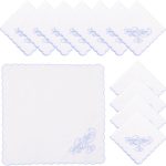 12 lenços bordados de algodão, lenços femininos, lenço quadrado bordado macio e confortável, lenço de casamento memorável, lenços para festas