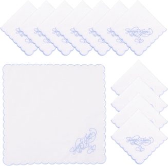 12 lenços bordados de algodão, lenços femininos, lenço quadrado bordado macio e confortável, lenço de casamento memorável, lenços para festas