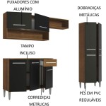 Cozinha Compacta Madesa Emilly Pop Com Armário e Balcão - Rustic/preto - Imagem 4