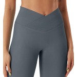 Calça legging feminina com cintura cruzada e cintura cruzada para levantamento de bumbum - Imagem 3