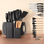 Kit 19 Peças Utensílios para Cozinha Completo Silione e Madeira (Preto) - Imagem 4