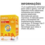 Kit 3 Omega Top 3 1000mg Suplemento Alimentar para Cachorro cão cães e gatos - Imagem 3