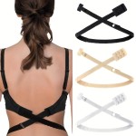 3 peças sutiã feminino antiderrapante com alças elásticas de ombro duplo sutiã push up preto branco invisível acessórios lingerie - Imagem 5