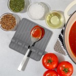 Suporte de utensílio de silicone resistente ao calor cinza – Descanso de colher sem BPA para armazenamento de fogão, espátula, concha e utensílios de cozinha - Imagem 4