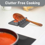 Suporte de utensílio de silicone resistente ao calor cinza – Descanso de colher sem BPA para armazenamento de fogão, espátula, concha e utensílios de cozinha - Imagem 5