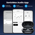 Tranya M20 Fones de Ouvido Bluetooth - 30 Horas de Bateria, À Prova de Suor, App Personalizável, Drivers de 14.2 mm com Graves Potentes, Microfone para Chamadas Claras - Preto Cósmico - Imagem 3
