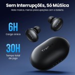 Tranya M20 Fones de Ouvido Bluetooth - 30 Horas de Bateria, À Prova de Suor, App Personalizável, Drivers de 14.2 mm com Graves Potentes, Microfone para Chamadas Claras - Preto Cósmico - Imagem 7