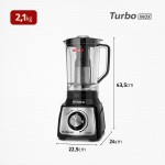 MONDIAL Liquidificador Turbo, Preto/Inox, 1200W, 220V - L-1200 BI - Imagem 8