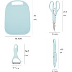 Kit de Utensílios de Cozinha com 4 Peças: Faca, Descascador, Tesoura e Tábua (Rosa) - Imagem 3