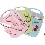 Kit de Utensílios de Cozinha com 4 Peças: Faca, Descascador, Tesoura e Tábua (Rosa) - Imagem 4