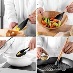 KIT 12 Utensílios Para Cozinha de Silicone Com Cabo de Madeira Antiaderente e Resistente ao Calor Conjunto Completo Premium BPA Free (Preto) - Imagem 7