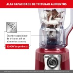 Liquidificador Arno Power Max 2200W XXL LN86, Carmim, com 6 Lâminas Powelix Pro, Copo de 2.25L, Tecnologia Autolock Anti Vazamento e Limpeza Fácil, 110V - Imagem 3
