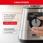 Liquidificador Arno Ultraforce 1400W LN92, Inox, com 6 Lâminas Powelix Pro, Jarra de Vidro de 2.2L, Resistente a Choque Térmico e Tecnologia Limpa Fácil, 110V - Imagem 3