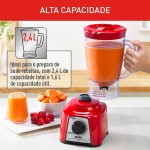 Liquidificador Arno Power Mix 700W LQ18, Vermelho, Jarra de 2,4L, 4 Lâminas AFIAMAX 18% Mais Afiadas, 3 Velocidades, Alta Durabilidade e Desempenho Superior, 220V - Imagem 3