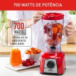 Liquidificador Arno Power Mix 700W LQ18, Vermelho, Jarra de 2,4L, 4 Lâminas AFIAMAX 18% Mais Afiadas, 3 Velocidades, Alta Durabilidade e Desempenho Superior, 220V - Imagem 5