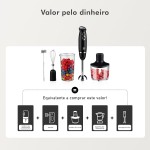 Mixer de Mão 600W 3 em 1, Liquidificador Portátil com Batedor e Processador de Alimentos, Aço Inox 304, 2 Velocidades + 20 Níveis, Copo 600 ml e Tigela 860 ml, 127 V, Fácil de Limpar - Imagem 3