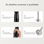 Mixer de Mão 600W 3 em 1, Liquidificador Portátil com Batedor e Processador de Alimentos, Aço Inox 304, 2 Velocidades + 20 Níveis, Copo 600 ml e Tigela 860 ml, 127 V, Fácil de Limpar - Imagem 6