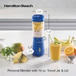 Hamilton Beach Liquidificador individual pessoal com tampa de viagem, azul (51132) - Imagem 8