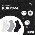 Kit 03 Pares Meia Cano Médio Puma Respirável Feminina - Imagem 2