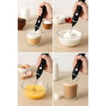 Mini Mixer Portátil USB Recarregável Misturador de Bebidas, Ovos e Leite – 3 Velocidades, 2 Batedores de Aço Inoxidável, Compacto e Leve para Cozinha, Café e Viagem (Preto) - Imagem 3