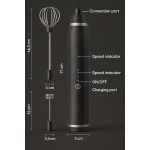 Mini Mixer Portátil USB Recarregável Misturador de Bebidas, Ovos e Leite – 3 Velocidades, 2 Batedores de Aço Inoxidável, Compacto e Leve para Cozinha, Café e Viagem (Preto) - Imagem 5