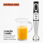 MONDIAL Mixer Turbo Inox, Preto/Inox, 500W, 110V - M-16-BI - Imagem 2
