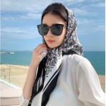 Lenço Xale Echarpe Feminino De Cetim Seda 90x90cm Estampado - Imagem 2