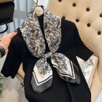 Lenço Xale Echarpe Feminino De Cetim Seda 90x90cm Estampado - Imagem 3