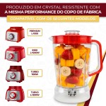 Copo De Liquidificador Mondial Premium Turbo Inox L1000/l1100/l1200w Vermelho Acrílico Cristal 1,5 L Com Tampa Vermelho Peça de Reposição - Imagem 3