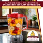 Copo De Liquidificador Mondial Premium Turbo Inox L1000/l1100/l1200w Vermelho Acrílico Cristal 1,5 L Com Tampa Vermelho Peça de Reposição - Imagem 5