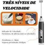 Mini Mixer Portátil MTS, Misturador, Espumador de bebidas, Recarregável USB, Sem fio, Batedor Ovos Elétrico, 2 em 1, Haste em inox, 3 velocidades, para Shakes,Whey, Fuê, Multiuso. - Imagem 3