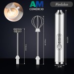Mixer Elétrico Portátil 3 Velocidades Sem Fio – Fuê Inox USB Recarregável para Café, Cappuccino, Ovos e Bebidas – Mini Batedor de Espuma - Imagem 7