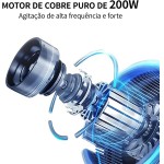 Mixer De Mão, Mini Processador De Alimentos 220V 200W, Lâminas De Aço Inox, 2 Velocidades, Desmontável e Fácil Limpeza, Whey e Outras Bebidas, Sumo De Fruta, Alimentos Complementares - Imagem 5